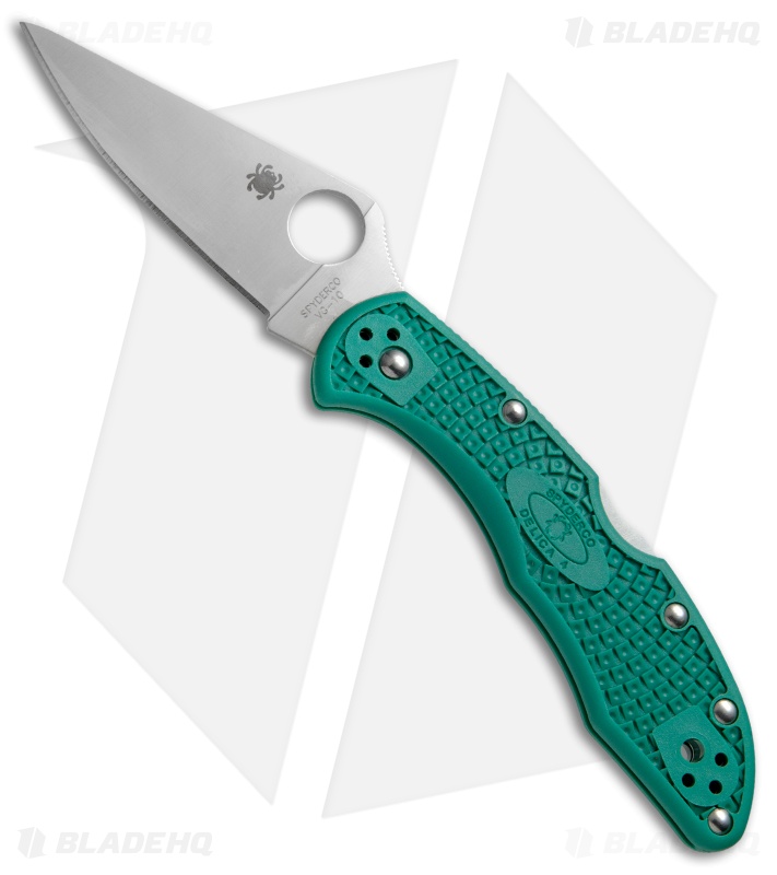 Spyderco Delica 4 Knife Flat Ground Green FRN (2.88" Satin Plain