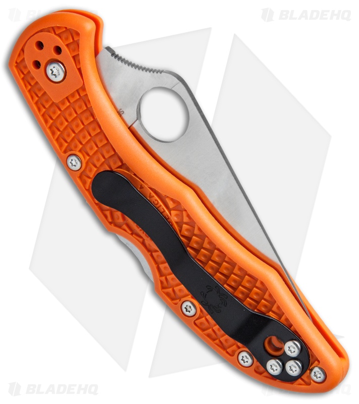Spyderco Delica 4 Knife Flat Ground Orange FRN (2.88" Satin) C11FPOR Blade HQ