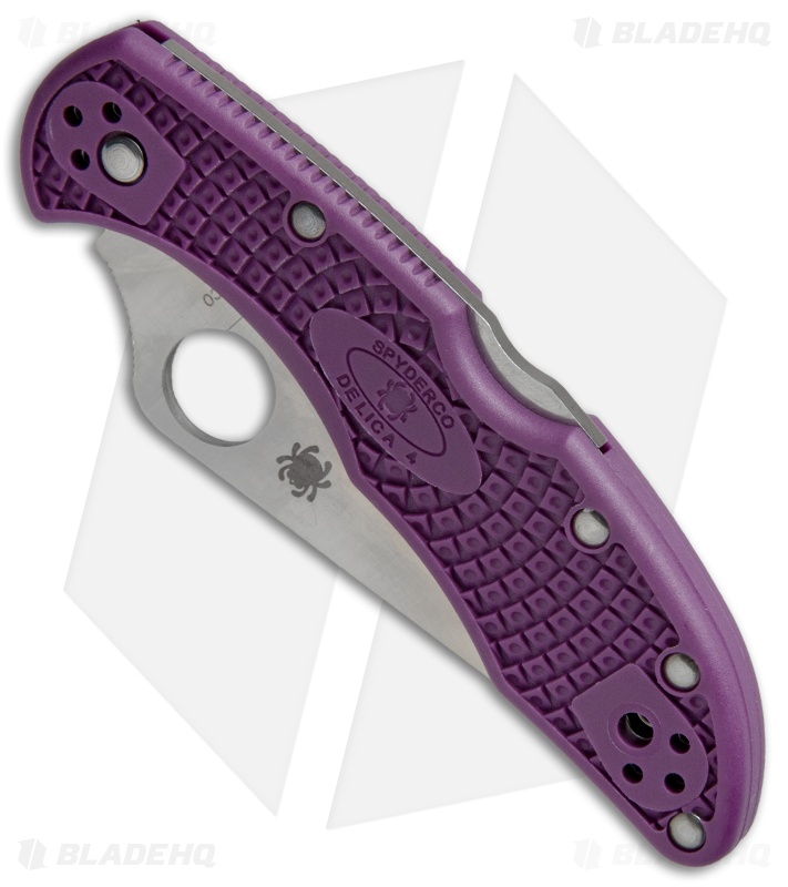 Spyderco Delica 4 Knife Flat Ground Purple FRN (2.88" Satin) C11FPPR