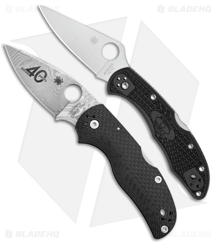 Spyderco Native 5 40th Anniversary CF + Delica 4 Knife Bundle Blade HQ