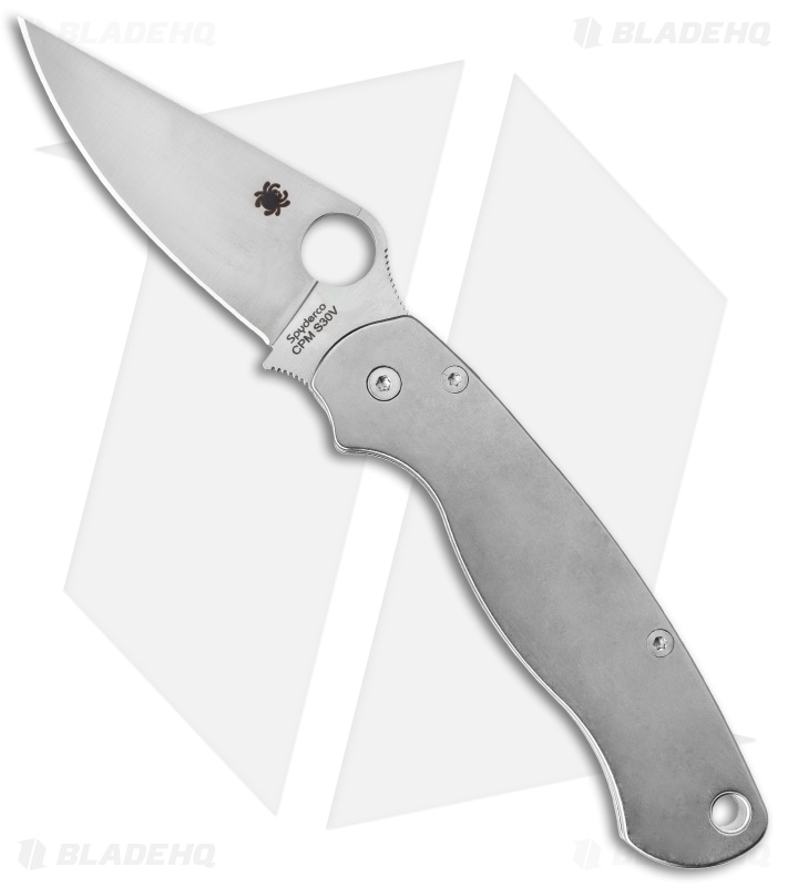 Spyderco Paramilitary 2 Knife + Flytanium Tumbled Titanium Scales