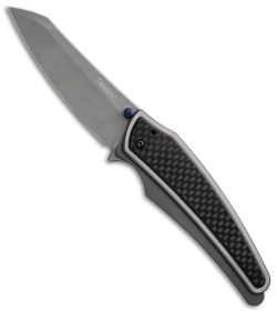 G&G Hawk Custom Tangent Flipper Carbon Fiber Knife (3.25" Damascus) #16