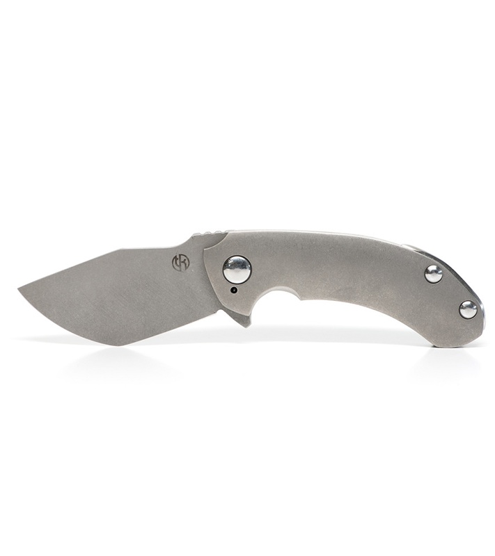 TuffKnives Custom Tanic Titanium Flipper Knife Chisel Grind Blade HQ