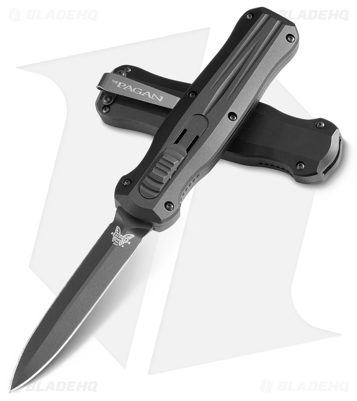 Benchmade Pagan D/E OTF Automatic Knife (3.96" Black) 3320BK Blade HQ