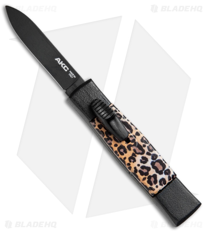 AKC Minion Concord OTF Automatic Knife Leopard (2.3" Black Flat Grind