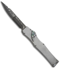 Microtech Marfione Custom Stainless V Spear Point Knife Abalone (Damascus)