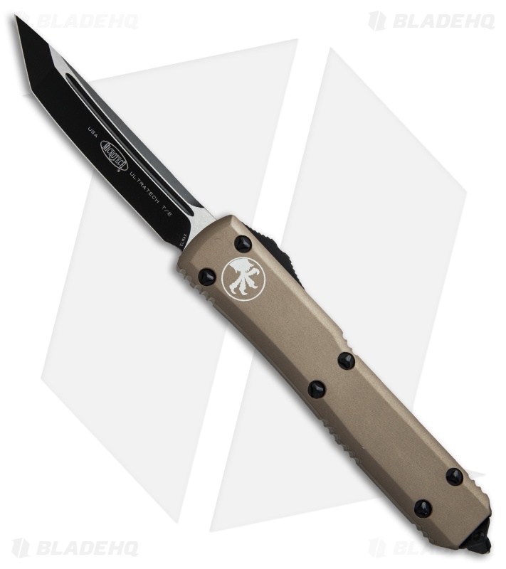 Microtech Ultratech Tanto T/E OTF Automatic Knife Tan CC (3.4" Black