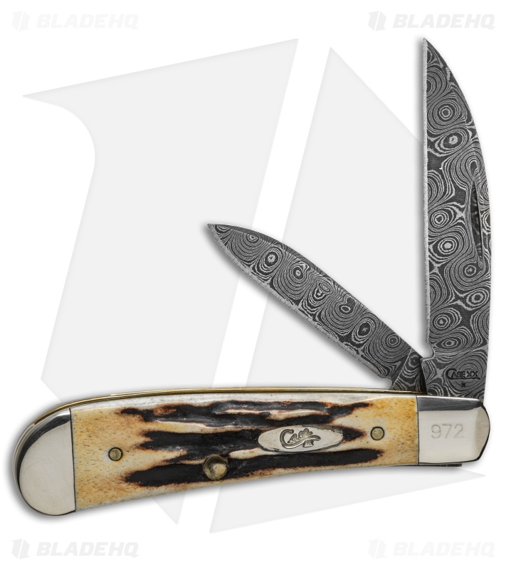 Case Sway Back Jack Damascus Knife 3.25" Stag (TB521172 DAM) TB117