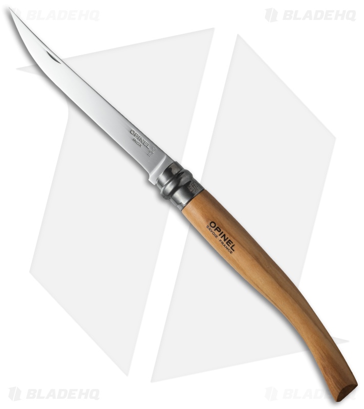 Opinel No 12 Slim Stainless Steel Folding Knife Olive Wood (4.875