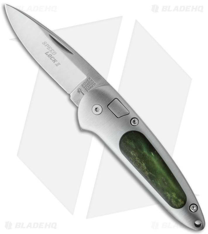 Boker Speed Lock II Vintage Automatic Knife Green Bone + Nail Nick (2.