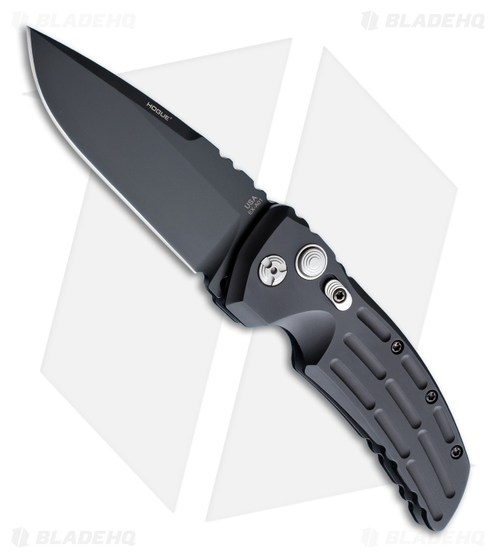 Hogue Knives EXA01 Automatic Knife Drop Point Black Aluminum (4" Black