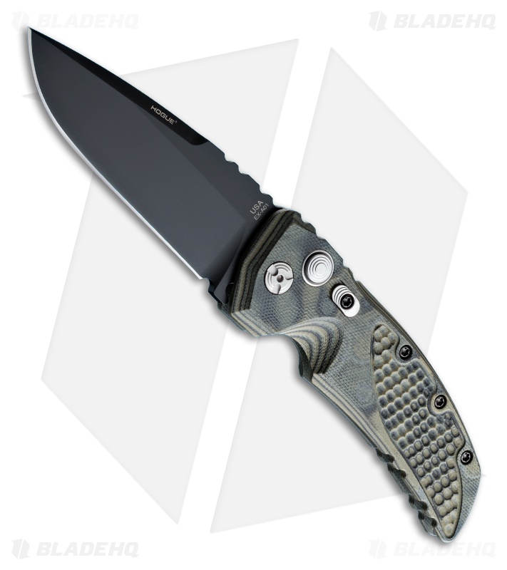 Hogue Knives EXA01 Automatic Knife Drop Point Green G10 (3.5" Black