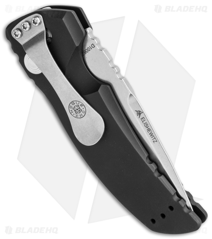 Hogue Knives EX01 Drop Point Automatic Knife Black Aluminum (3.5