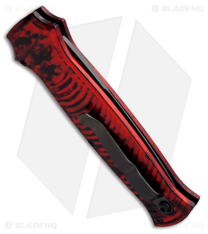 Piranha Bodyguard Automatic Red Tactical (3.3" Black Plain) Blade HQ