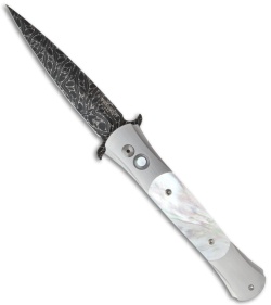 Protech Steel Custom Large Don Automatic Knife Mother of Pearl (4.5" Damascus)