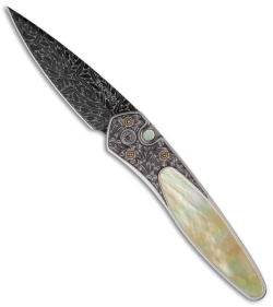 Protech Ultimate Custom Newport Knife Gold Lip Pearl & Gold (3" Damascus)