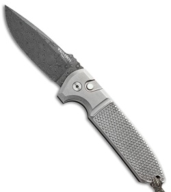 Protech Les George Rockeye Steel Custom Automatic Knife (3.375" Damascus)