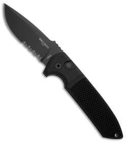Protech Les George Proto Rockeye Automatic Knife Knurled (3.375" Black Serr)
