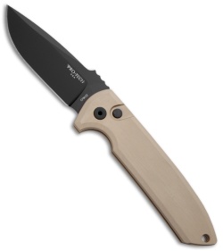 Protech Les George Rockeye Desert Tan Automatic Knife (3.375" Black Plain)