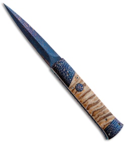 Rainy Vallotton Custom Vendetta Automatic Knife Orange Molar (4.25" Damascus)