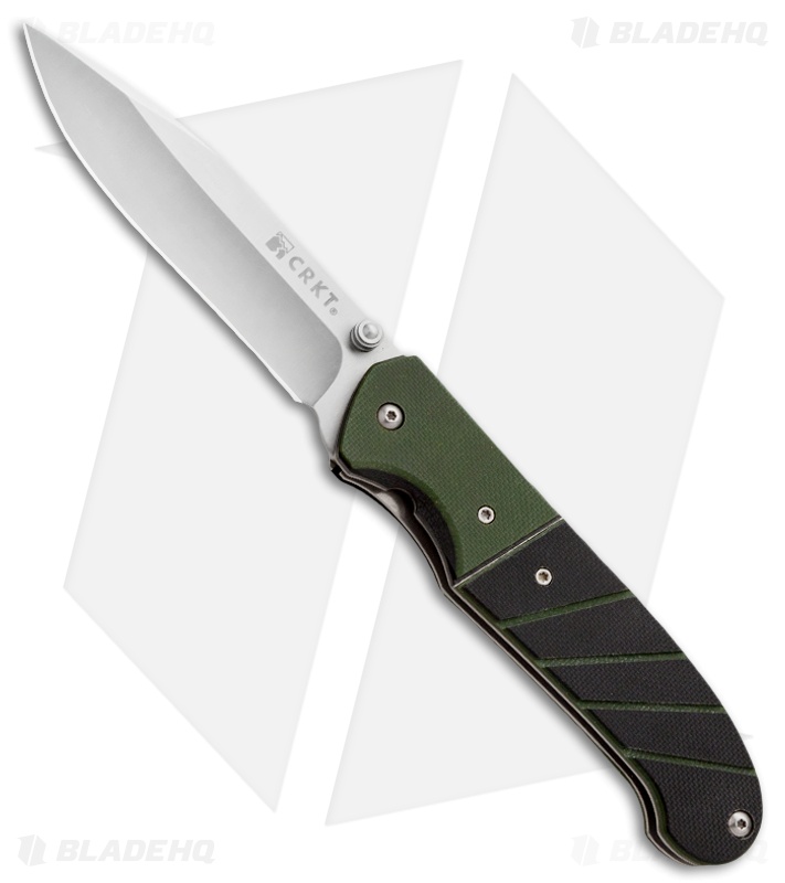 CRKT Ignitor Spring Assisted Knife Black & Green G10 (3.38" Satin) 6850