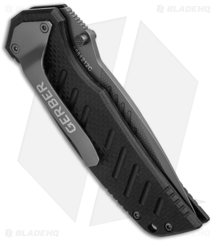 Gerber Swagger AO Knife Black G10 Assisted Opening 3 25 Black Serr Blade HQ