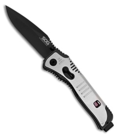 SOG Flashback Mini Spring Assisted Drop Point Knife (3.00" Black Plain) SAT102