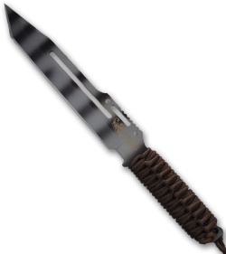 Linton Camo Seal Survival Fixed Blade Tanto Knife w/ Cord Wrapped Handle *USED