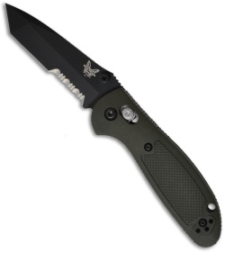 Benchmade Mini Griptilian OD Green Tanto Knife 557SBKOD (2.91" Black Serr)