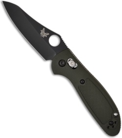 Benchmade Mini Griptilian Olive Drab Folding Knife (2.91" Black Plain) 555BKHGOD