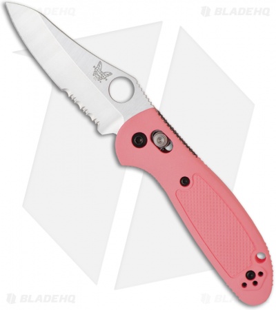 Benchmade Mini Griptilian Knife Pink (2.91" Satin Serr) 555SHG-PNK