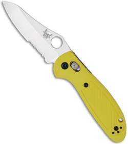Benchmade Mini Griptilian Knife Yellow (2.91" Satin Serr) 555SHG-YEL