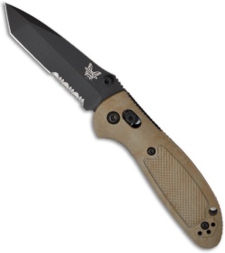 Benchmade Mini Griptilian Tanto Knife 557SBKSN Sand Coyote (2.91" Black Serr)