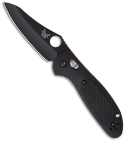 Benchmade Mini Griptilian Black Folding Knife (2.91" Black Plain) 555BKHG