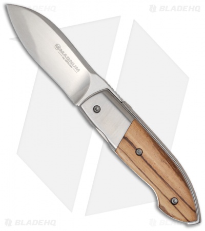 Boker Magnum Leaf Bolster Pocket Knife w/ Zebra Rosewood (2.75" Plain) 01SC935