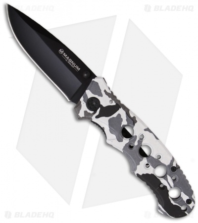 Boker Magnum Winter Camo Folding Knife (3.25" Black Plain) 01RY136