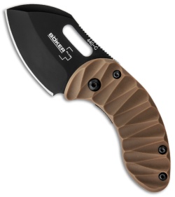 Boker Plus Nano Folding Knife Brown Frame Lock (1.875" Black Plain) 01BO603