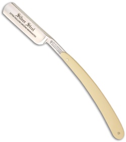 Boker Rasiermesser Silver Steel Straight Razor Blade w/ Micarta Handle 140511