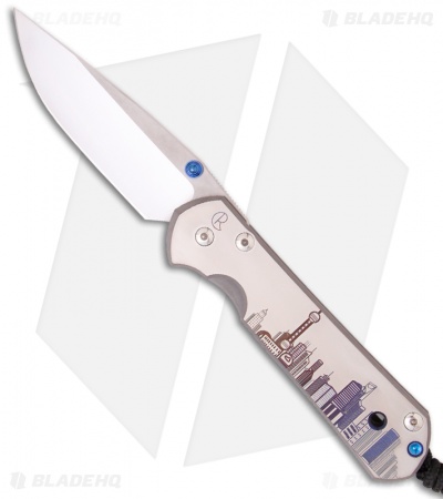 Chris Reeve Large Sebenza 21 Knife Shanghai Skyline Unique Graphic (3.63" Plain)