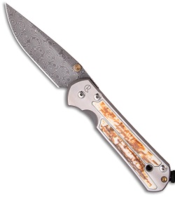 Chris Reeve Large Sebenza 21 Knife w/ Mammoth Bark (3.625" Raindrop Damascus)