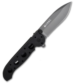 CRKT Carson M21-02GL Left-Handed Black G-10 Folding Knife (3" Gray Plain)