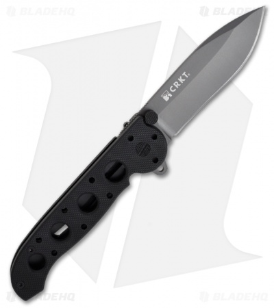 CRKT Carson M21-02GL Left-Handed Black G-10 Folding Knife (3" Gray Plain)