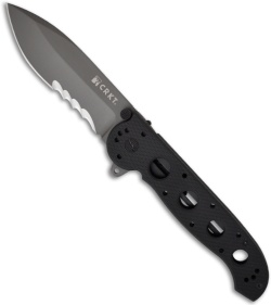 CRKT Carson M21-14G Big Dog Black G-10 Folding Knife (3.875" Gray Serr)
