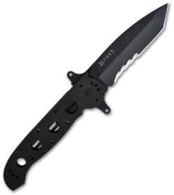 CRKT Carson M16-14SFGL G-10 Left-Handed Folding Tanto Knife (3.875" Black Serr)
