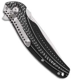CRKT Ripple Black Aluminum Folding Knife (3.125" Satin Plain) K415KXP