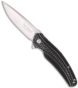 CRKT Ripple Black Aluminum Folding Knife (3.125" Satin Plain) K415KXP
