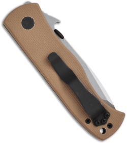 Emerson CQC-7V SF Tanto Knife w/ Wave & Tan G-10 Handle (3.3" Stonewash Plain)