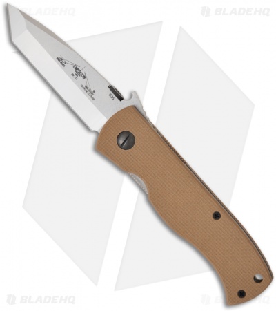 Emerson CQC-7V SF Tanto Knife w/ Wave & Tan G-10 Handle (3.3" Stonewash Plain)