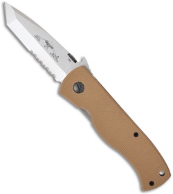 Emerson CQC-7V SFS Tanto Knife w/ Wave & Tan G-10 Handle (3.3" Stonewash Serr)