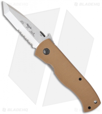 Emerson CQC-7V SFS Tanto Knife w/ Wave & Tan G-10 Handle (3.3" Stonewash Serr)